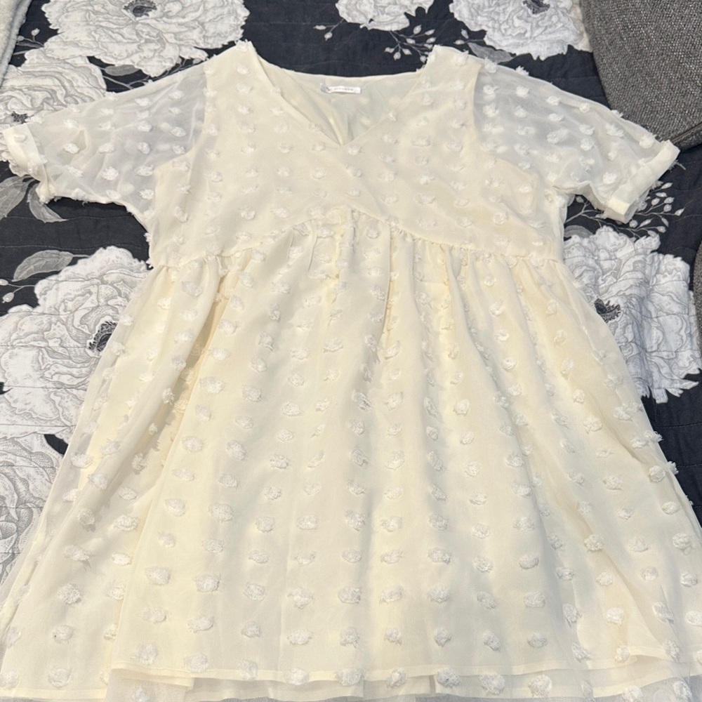 Cream Sheer Polka Dot Dress